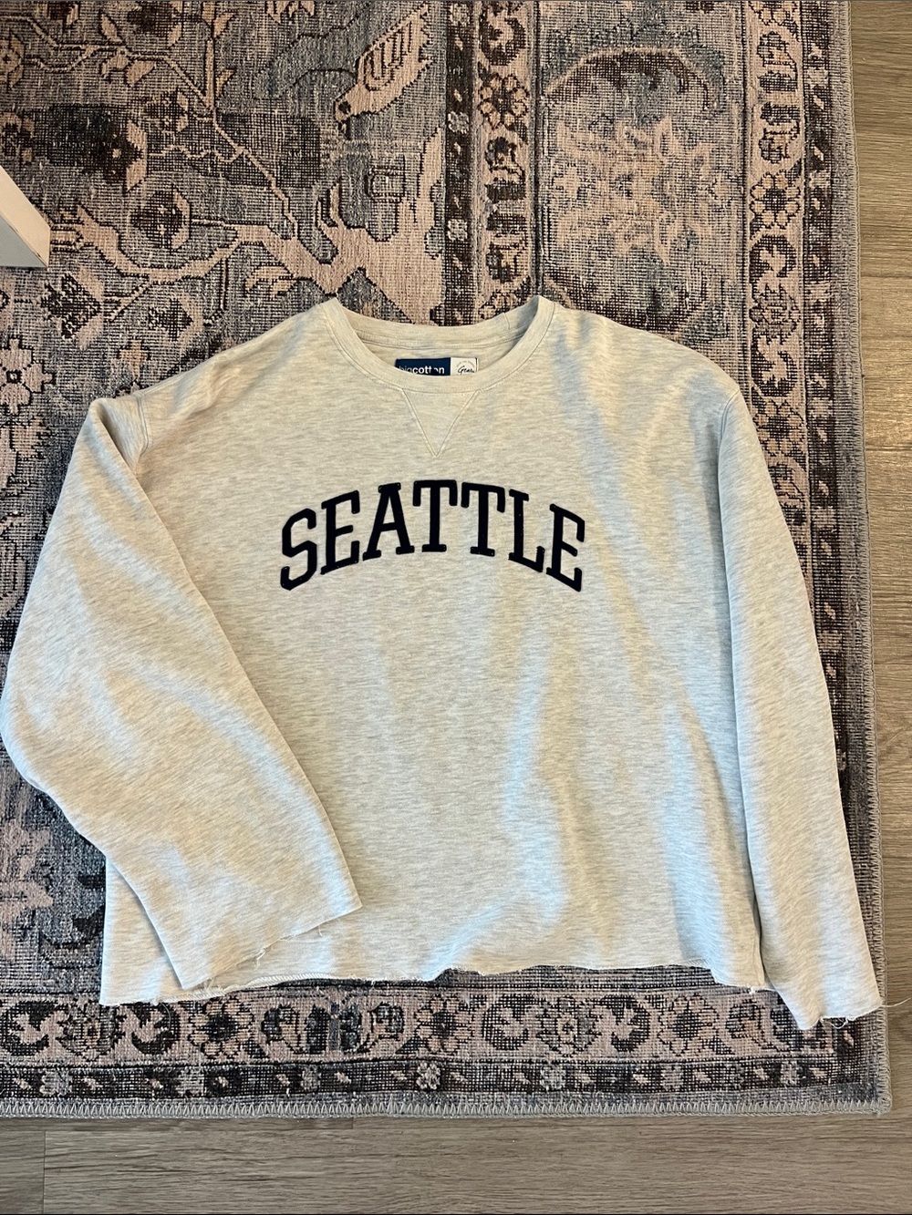 Gear For Sports Seattle Crewneck Sweatshirt - Light Gray with Navy Lettering
